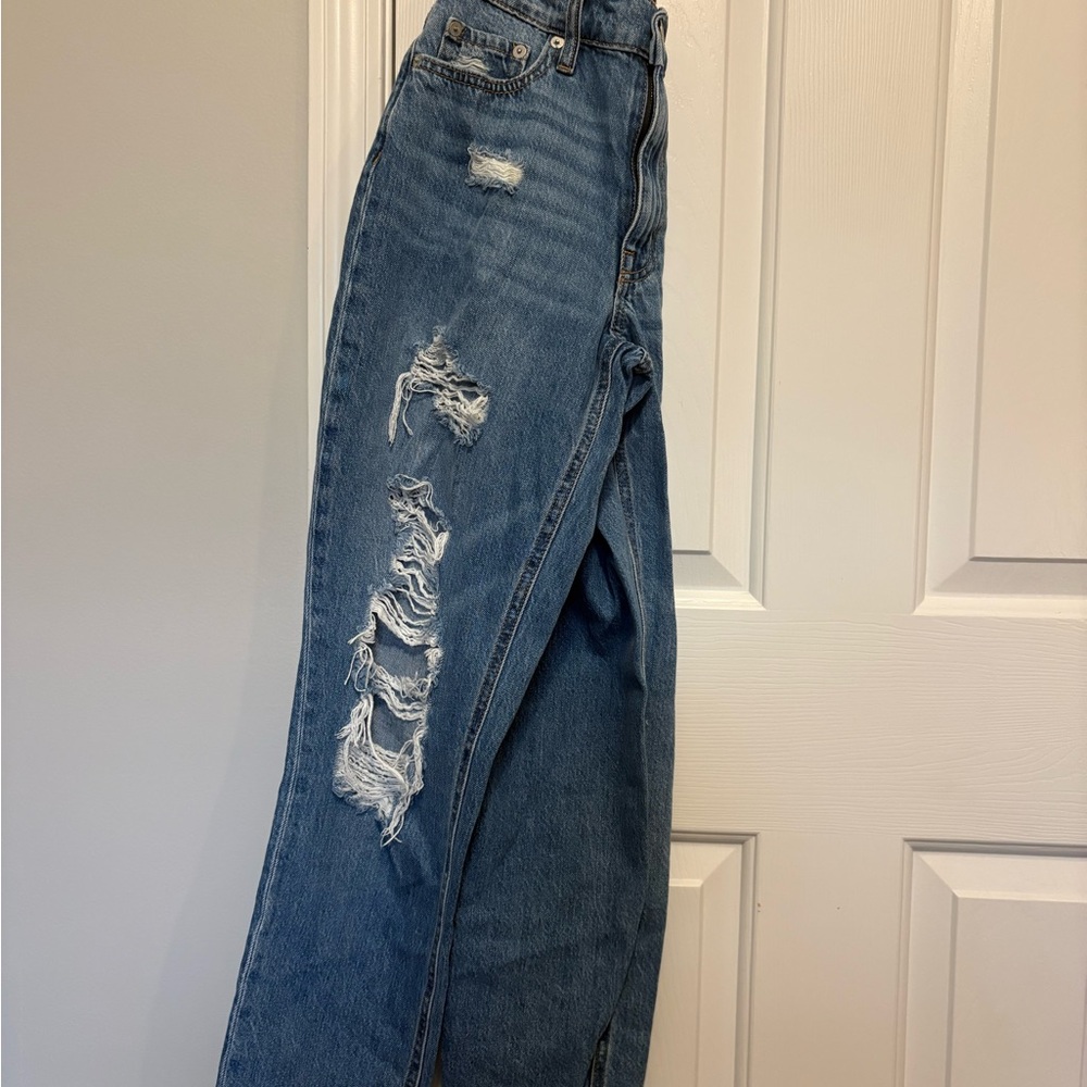 Aeropostale Blue Distressed Straight Leg Jeans